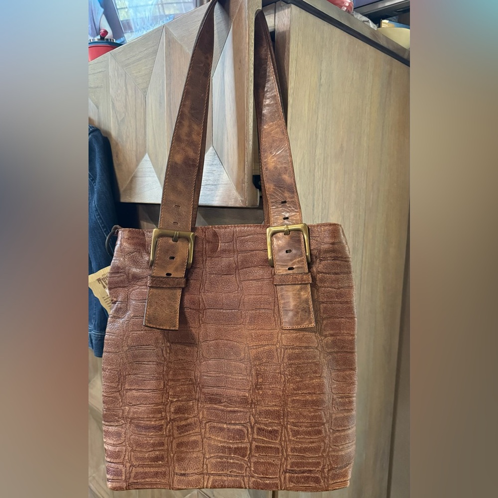 CORRAL VINTAGE BROWN LEATHER TOTE BAG, WOMEN'S DESIGNER HANDBAG